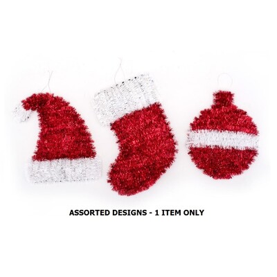 Christmas Stocking or Hat or Bauble Tinsel Decoration Pk 1