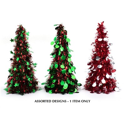 Christmas Tinsel Bauble Table Cone Tree Assorted 46cm