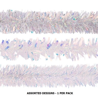 Christmas Assorted Iridescent Tinsel Decoration 2m Pk 1