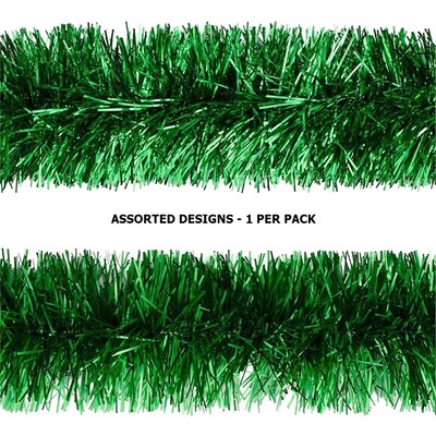 Christmas Assorted Fine Cut Green Tinsel Decoration 2m Pk 1