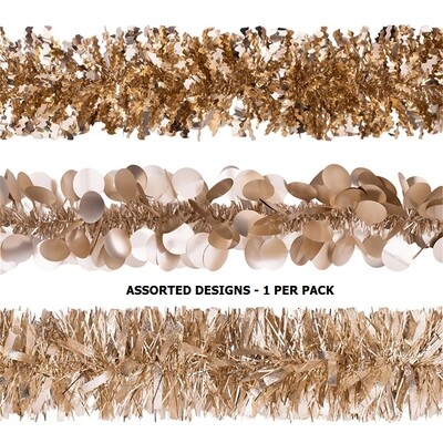Christmas Assorted Champagne Gold Tinsel Decoration 2m