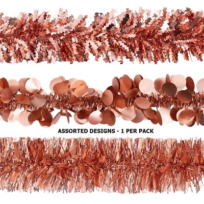 Christmas Assorted Rose Gold Tinsel Decoration 2m