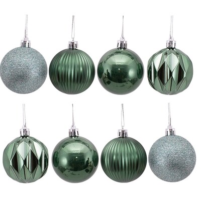 Sage Green Christmas Tree Baubles Decorations 5cm Pk 8