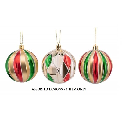 Harlequin Christmas Bauble Decoration Assorted 7cm Pk 1