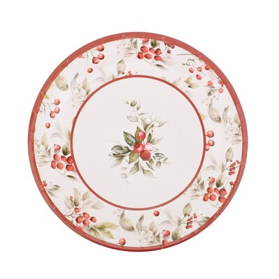 Christmas Berry 9in 23cm Paper Plates Pk 20