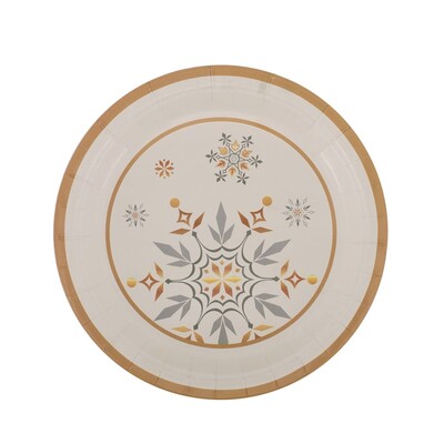 Christmas Snowflake 9in 23cm Paper Plates Pk 20