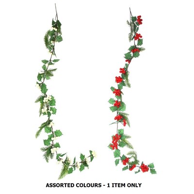 Red or White Berry & Holly Christmas Garland 135cm