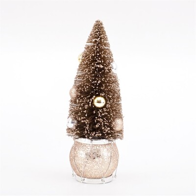 Champagne Christmas Tree Decoration with Drum Base 25cm