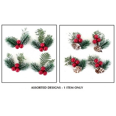 Christmas Plastic Spray Decorations Assorted 1 Pack 4 Pieces