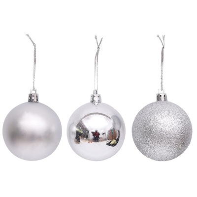 Assorted Silver Christmas Baubles (6cm) Pk 8 