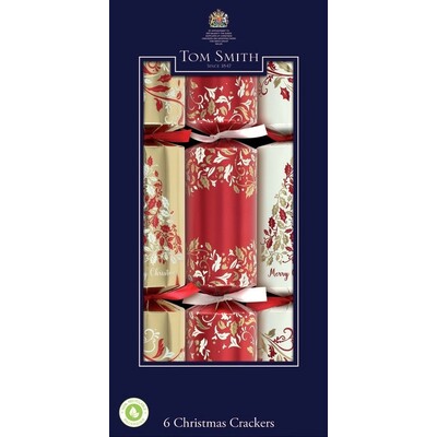 Christmas Red, Cream / White & Gold Design Bon Bons (12in.) Pk 6 