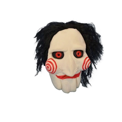 Saw Puppet Latex Face Mask with Hair