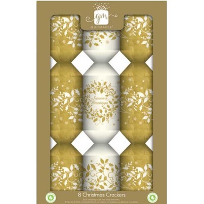 Giftmaker Gold & White Leaf 13in Christmas Bon Bons (Pk 8)