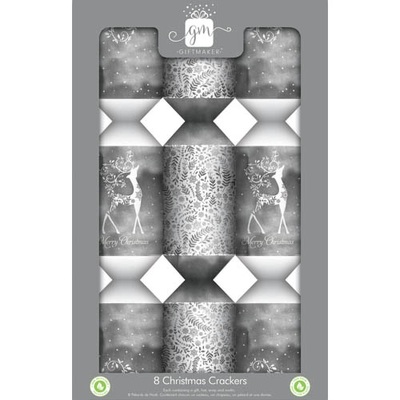 Giftmaker Silver & White Reindeer 13in Christmas Bon Bons (Pk 8)