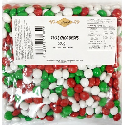 Christmas Green Red White Chocolate Buttons Drops (500g)
