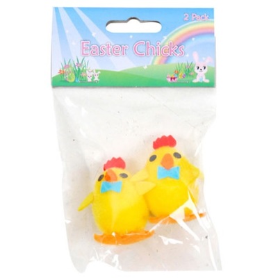 Fluffy Easter Chicks with Bow Tie 5cm (Pk 2)