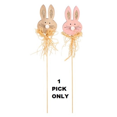 Assorted Easter Bunny Wooden Pick 32cm (Pk 1)