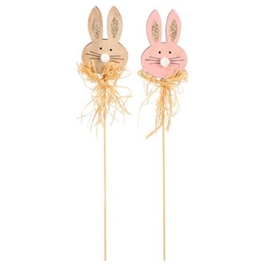 Assorted Easter Bunny Wooden Pick 32cm (Pk 2)