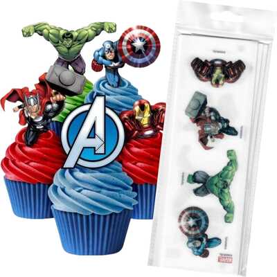 Edible Avengers Wafer Cake Toppers (Pk 16)