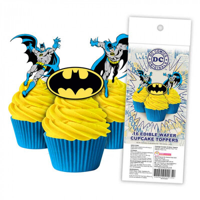 Batman Assorted Edible Cake Decorating Wafer Toppers Pk 16