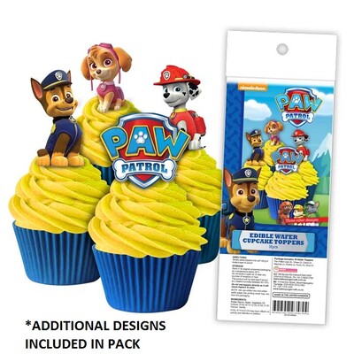 Paw Patrol Assorted Edible Cake Decorating Wafer Toppers Pk 16