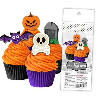 Edible Halloween Wafer Cake Toppers (Pk 16)