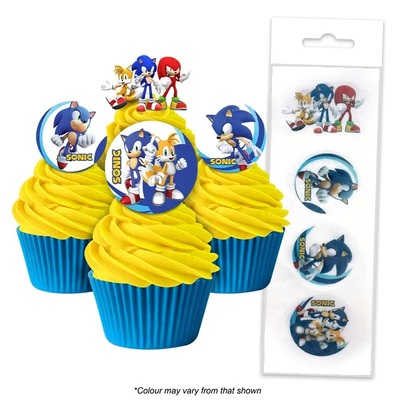 Edible Sonic The Hedgehog Wafer Cake Toppers (Pk 16)