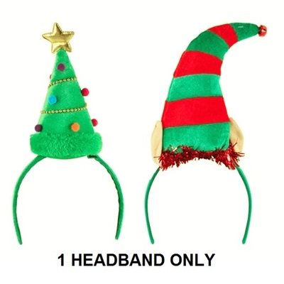 Christmas Tree or Elf Novelty Plush Headband (Pk 1)
