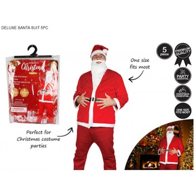 Christmas Deluxe Santa Suit 5 Piece Costume Set (One Size)