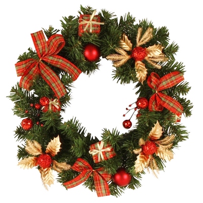 Red & Gold Leaf Christmas Wreath