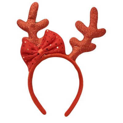 Red Glitter Christmas Reindeer Antlers Headband