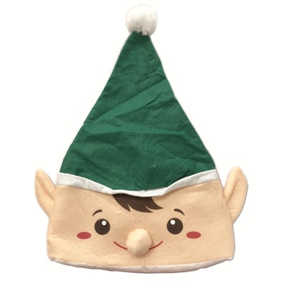 Green Christmas Elf Face Hat