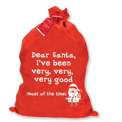 Christmas Large Red I've Been Good Felt Santa Sack (50cm x 60cm) Pk 1